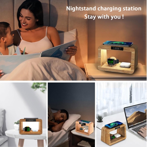 Station de chargement sans fil pour iPhone, Station de recharge rapide avec lampe LED pour iPhone de Samsung, Station de chargement de téléphone sans