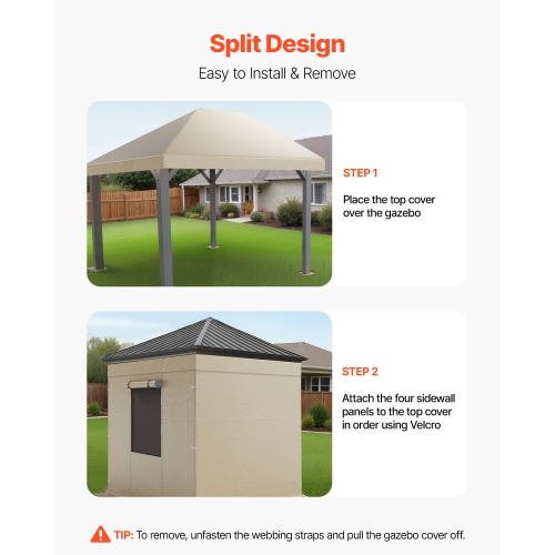 VEVOR Winter Gazebo Cover Fits 10 x 14 ft Hardtop Gazebos, All-Weather Gazebo Cover with Sidewalls & Mesh Windows, High-Density PE Material, Enclosed