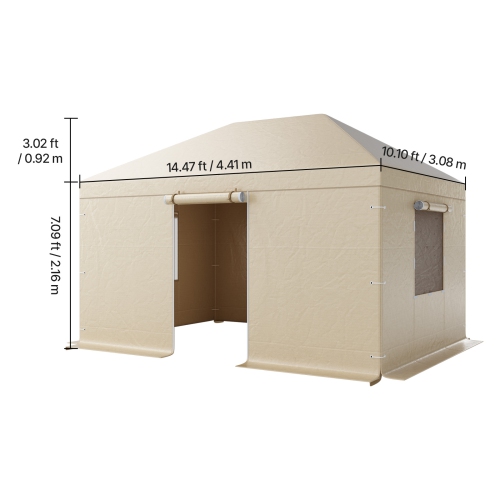 VEVOR Winter Gazebo Cover Fits 10 x 14 ft Hardtop Gazebos, All-Weather Gazebo Cover with Sidewalls & Mesh Windows, High-Density PE Material, Enclosed