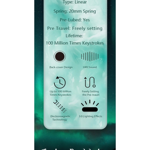 GATERON Magnetic Jade Pro Keyboard Switches, Linear Factory Pre-lubed Freely Setting Pre-Travel 20mm Longer Spring Key Switches for Magnetic Gaming