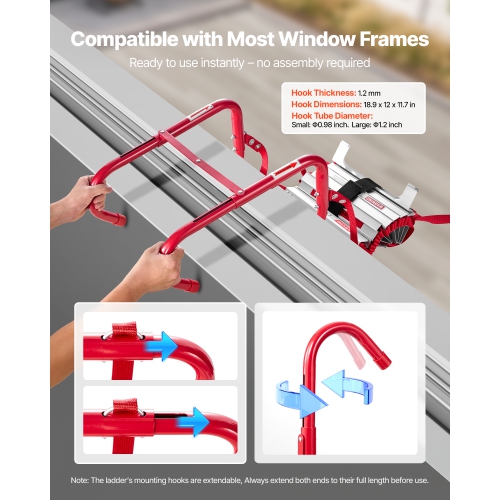 VEVOR 1000LBS Max Loading Fire Escape Ladder, 5-6 Story 50FT Retractable Emergency Fire Ladder, Lightweight Aluminum Alloy Safety Escape Ladders with