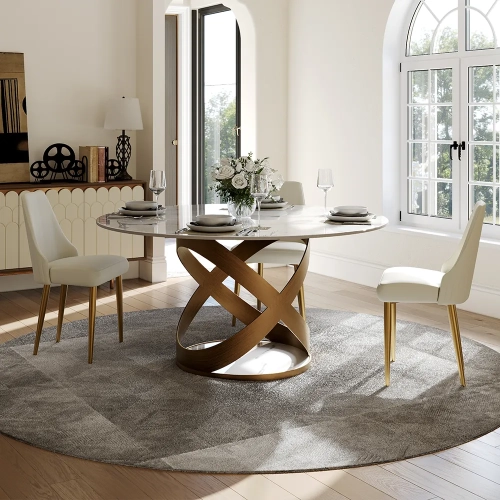 POVISON Maxwell - Round Glossy Sintered Stone Dining Table