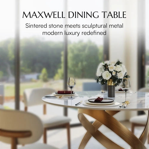 POVISON Maxwell - Round Glossy Sintered Stone Dining Table