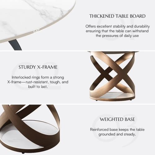 POVISON Maxwell - Round Glossy Sintered Stone Dining Table