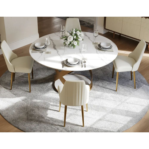 POVISON Maxwell - Round Glossy Sintered Stone Dining Table