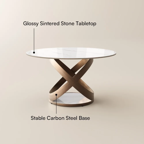 POVISON Maxwell - Round Glossy Sintered Stone Dining Table