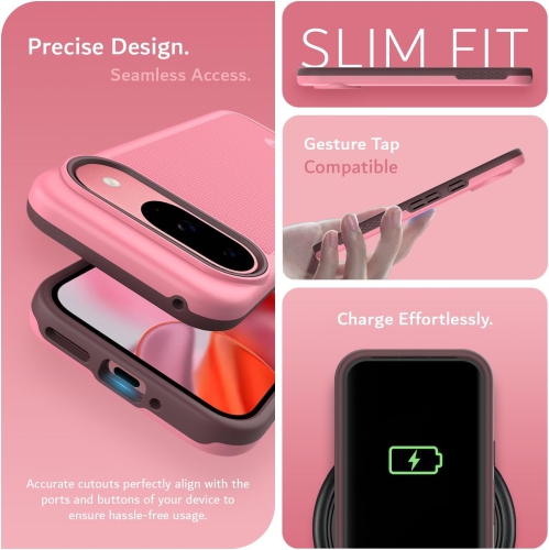 Étui MergeGrip de TUDIA pour Pixel 9 de Google et étui Pixel 9 Pro de Google de qualité militaire - Rose fumé