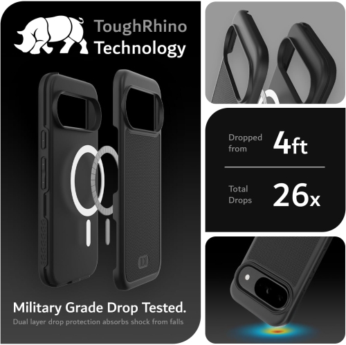 TUDIA MergeGrip for Google Pixel 9 Case and Pixel 9 Pro Case Magsafe Compatible - Matte Black