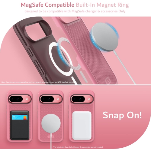 Étui MergeGrip de TUDIA pour Pixel 9 de Google et étui compatible avec MagSafe pour Pixel 9 Pro - Rose fumé