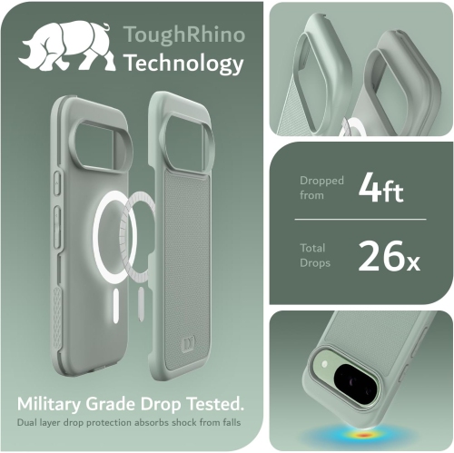 Étui MergeGrip de TUDIA pour Pixel 9 de Google et étui 9 Pro compatible avec MagSafe - Lys verts