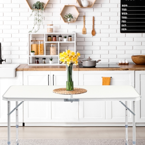 Table pliante portative extérieure de 4 pi de Karl Home, jardin tout usage blanc