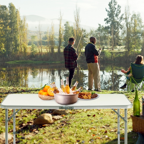 Table pliante portative extérieure de 4 pi de Karl Home, jardin tout usage blanc