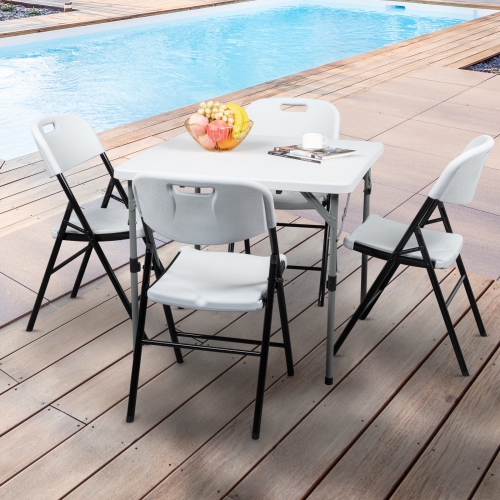 Karl Home Set of 4 Commercial Folding Chair Seat Event Set for Outdoor Garden White