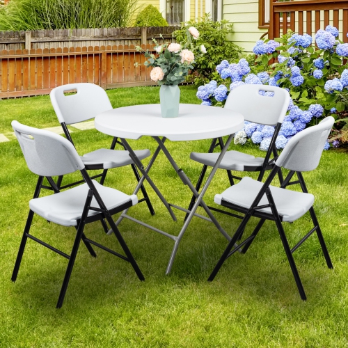Karl Home Set of 4 Commercial Folding Chair Seat Event Set for Outdoor Garden White