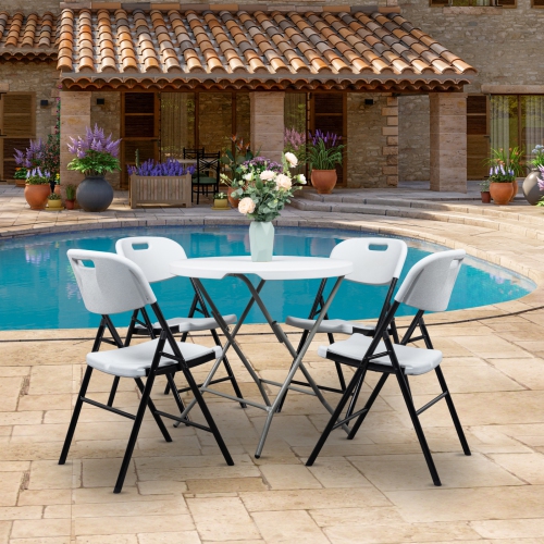 Karl Home Set of 4 Commercial Folding Chair Seat Event Set for Outdoor Garden White