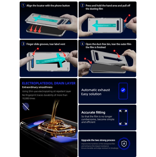 Tempered Glass Screen Protector for Samsung Galaxy S25: Full screen, no holes, no black borders - Ready to apply.