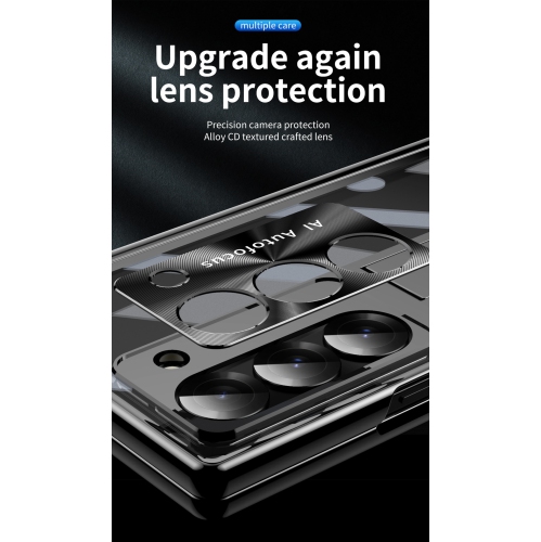 Étui pour téléphone Samsung Zfold 6, étui protecteur pliable à charnière magnétique FOLD6, fente transparente pour stylo électroplaquée - argenté.