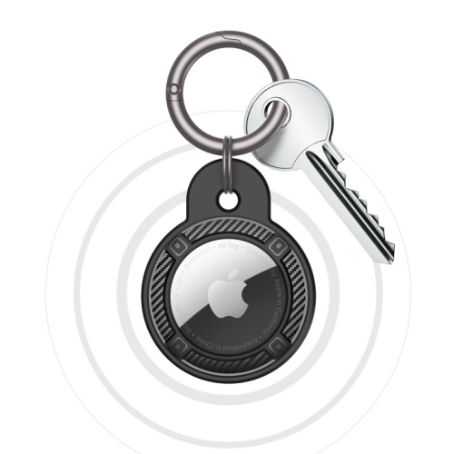 Convient à la couverture de protection AirTag pour prévenir la perte de l'étui de protection en TPUR texturé fibre de carbone Airtag2 d'Apple - Rose