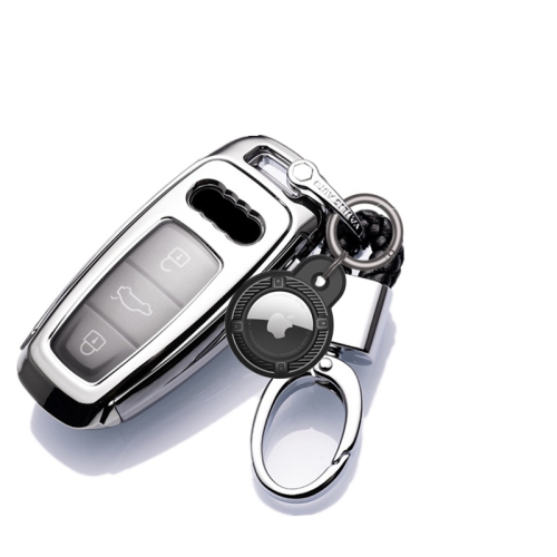 Convient à la couverture de protection AirTag pour prévenir la perte de l'étui de protection en TPUR texturé fibre de carbone Airtag2 d'Apple - Rose