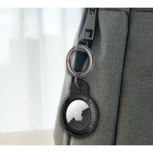 Convient à la couverture de protection AirTag pour prévenir la perte de l'étui de protection en TPUR texturé fibre de carbone Airtag2 d'Apple - Rose