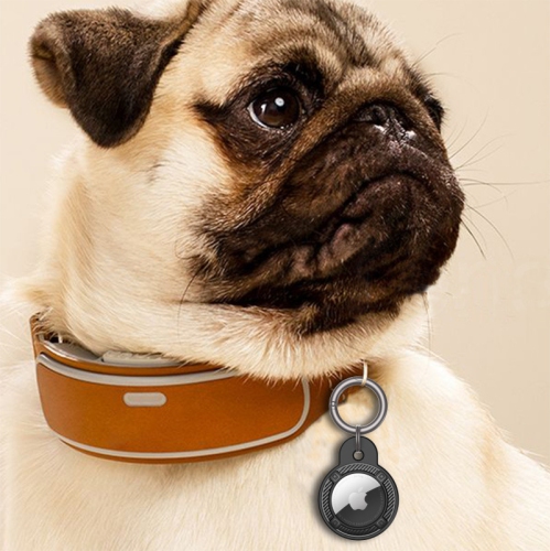 Convient à la couverture de protection AirTag pour prévenir la perte de l'étui de protection en TPUR texturé fibre de carbone Airtag2 d'Apple - Rose