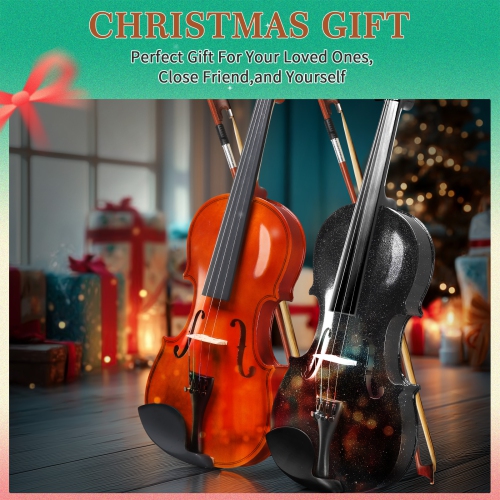 Nouveau étui de violon acoustique avec boucle de couleur rosine naturelle pour débutant de 4/4