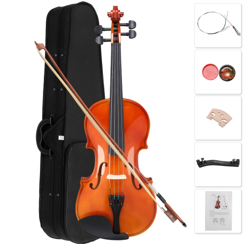 4/4 – Violon pour débutant, trousse de violon pleine grandeur avec étui portatif, boucle, naturel de rosine
