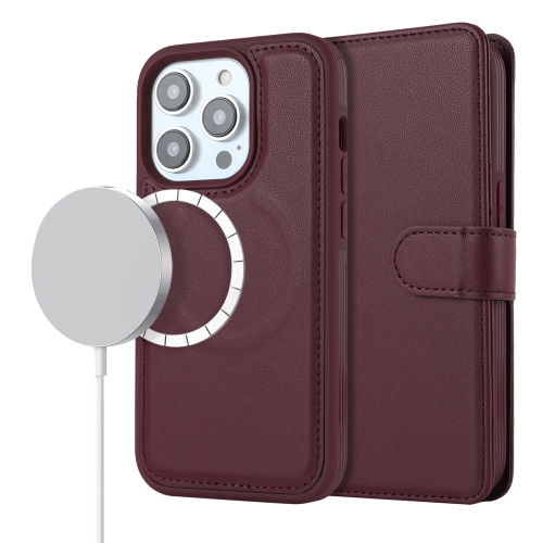 Apple 13 Pro Max phone case Magsafe magnetic wireless charging Apple Magsafe magnetic phone case split two-in-one leather case - red