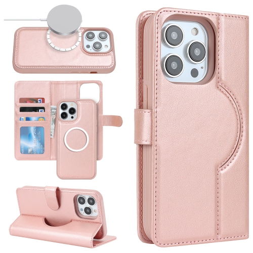 Apple 13 Pro Max phone case Magsafe magnetic wireless charging Apple Magsafe magnetic phone case split two-in-one leather case - rose gold