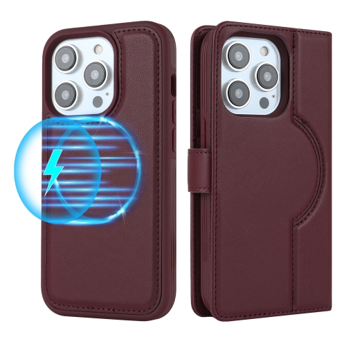 Apple 13 Pro Max phone case Magsafe magnetic wireless charging Apple Magsafe magnetic phone case split two-in-one leather case - rose gold