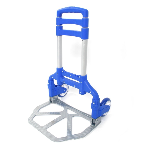 Karl Home 165 lb. Capacity Portable Aluminium Rolling Folding Luggage Hand Truck Dolly Blue