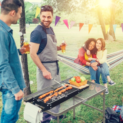 Karl Home 3FT Camping Table Folding Grill Table with Mesh Desktop Portable Aluminum