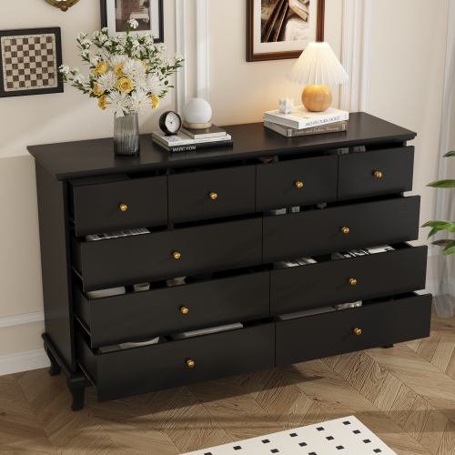 Famapy Modern 10-Drawer Dresser with Golden Metal Handles & Smooth Slides, Large Storage Cabinet for Bedroom Clothes, Books & Accessories(55.1" L x