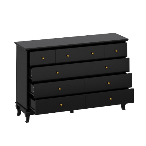 Famapy Modern 10-Drawer Dresser with Golden Metal Handles & Smooth Slides, Large Storage Cabinet for Bedroom Clothes, Books & Accessories(55.1" L x