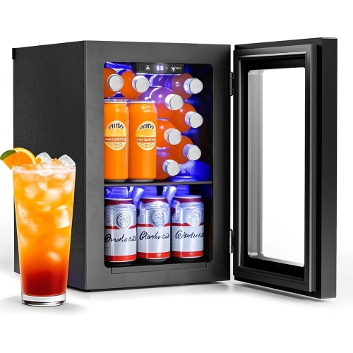 Antarctic Star 16L Mini Beverage Fridge – 20-Can Wine Cooler, Compact Countertop Drink Refrigerator with Adjustable Digital Temperature for Home,