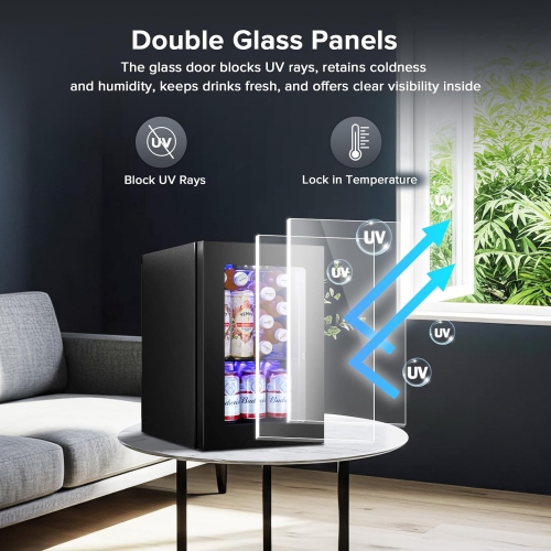 Antarctic Star 16L Mini Beverage Fridge – 20-Can Wine Cooler, Compact Countertop Drink Refrigerator with Adjustable Digital Temperature for Home,