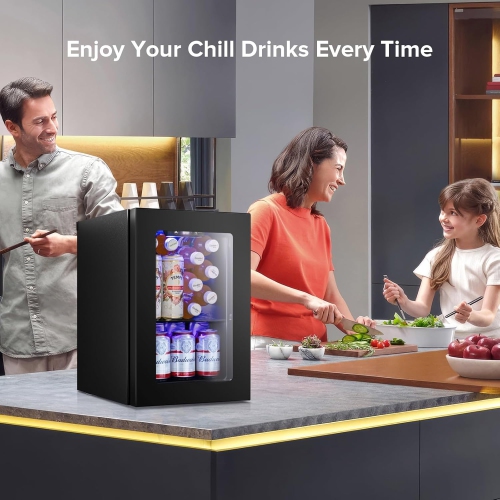 Antarctic Star 16L Mini Beverage Fridge – 20-Can Wine Cooler, Compact Countertop Drink Refrigerator with Adjustable Digital Temperature for Home,