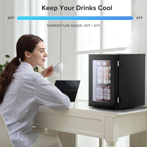 Antarctic Star 16L Mini Beverage Fridge – 20-Can Wine Cooler, Compact Countertop Drink Refrigerator with Adjustable Digital Temperature for Home,