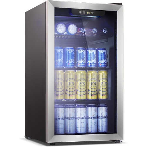 Antarctic Star 3.3 Cu.Ft Mini Drink Fridge – Holds 125 Cans, Adjustable Removable Shelves, Black, Ideal for Office, Bar, or Home Use
