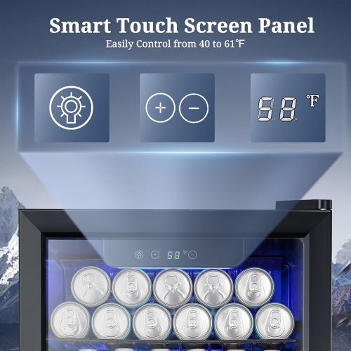 Antarctic Star 68-Can Beverage Refrigerator – Compact 1.7 Cu.Ft Mini Fridge with Glass Door, Freestanding Design and Temperature Control for Beer,