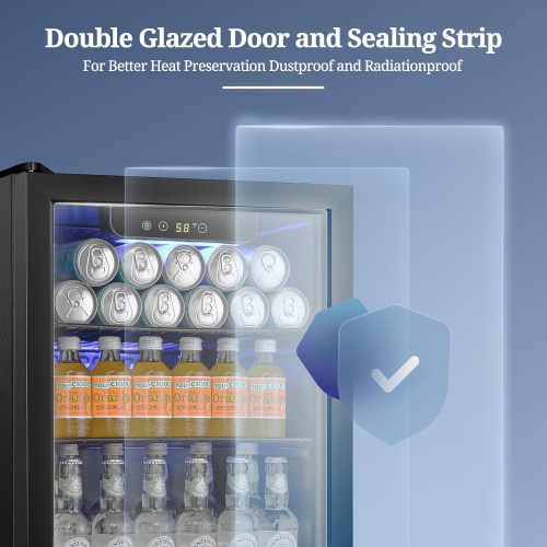 Antarctic Star 68-Can Beverage Refrigerator – Compact 1.7 Cu.Ft Mini Fridge with Glass Door, Freestanding Design and Temperature Control for Beer,