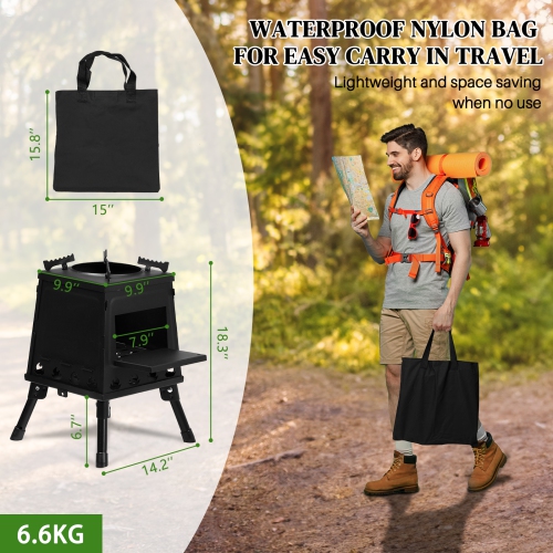 Karl Home Wood Burning Tent Stove, Portable Patio Heater, for Outdoor Cooking,Camping,BBQ