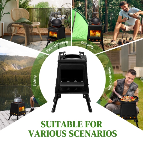 Karl Home Wood Burning Tent Stove, Portable Patio Heater, for Outdoor Cooking,Camping,BBQ