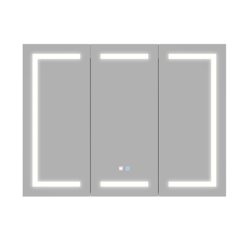 Famapy 47.2" Smart LED Bathroom Mirror Cabinet with 3 Doors, Wall-Mounted Medicine Cabinet with Storage Shelves,,White