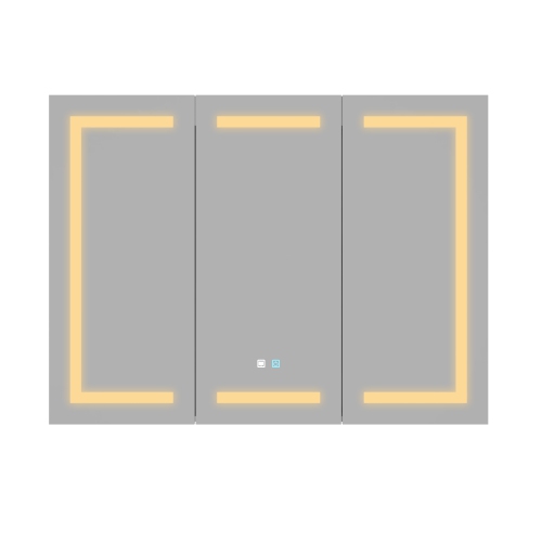 Famapy 47.2" Smart LED Bathroom Mirror Cabinet with 3 Doors, Wall-Mounted Medicine Cabinet with Storage Shelves,,White