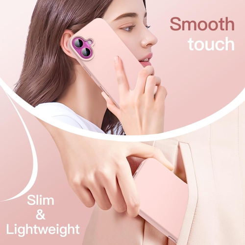 iPhone 16 Silicone Case – Light Pink, Silky Soft Touch, Shockproof, Anti-Scratch Full-Body Protection with Microfiber Lining