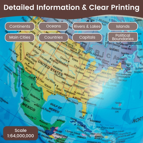 Gymax 8 Inch Illuminated World Globe Night Light up Globe Lamp Wooden Stand & HD Map