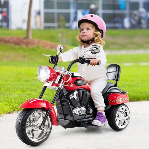 Gymax 6V Electric Kids Motorcycle 3-Wheel Ride On Toy w/ Adjustable Headlight