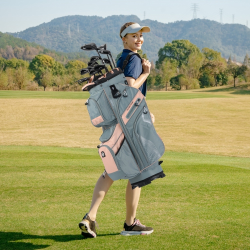 Gymax Golf Cart Bag Molded Lock Top Golf Bag w/14-Way Full Length Dividers 11 Pockets