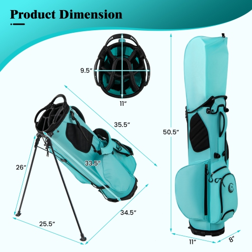 Gymax 8-Way Golf Stand Bag w/ 5 Pockets Lightweight Portable Golf Club Bag Handles